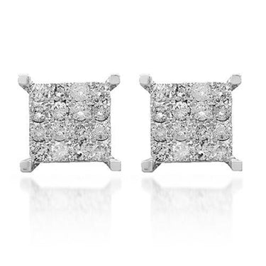 White 14K Solid White Gold Diamond Stud Earrings 1.50 Ctw